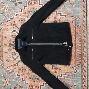 Barneys New York Black Suede Leather Worker's Jacket